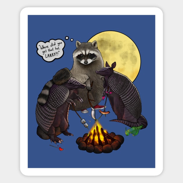 Where Did You Get That Hat, Larry?! Raccoon & Armadillo Comic Sticker by Ashley D Wilson